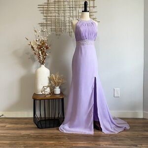 Chiffon Lilac Sheath Sleeveless Jewel Criss-cross Floor-length Dress